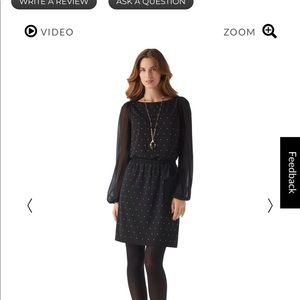 WHBM Gold Studded Black Blouson Dress Size 6